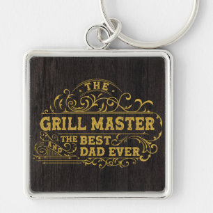 Grill Master and Best Dad Ever Fathers Day Black Keychain