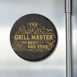 Grill Master and Best Dad Ever Fathers Day Black Magnet