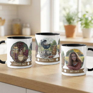 Grill Master and Coffee Dad Father's Day Photo Mug