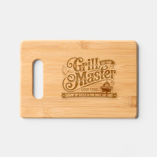 🔥🍖 “Grill Master” Bamboo Cutting Board 👨‍🍳🔥 (Front)