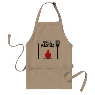 Grill master, Barbecue chef,  with burning flame Adult Apron
