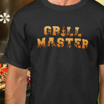 GRILL MASTER Barbeque T-Shirt<br><div class="desc">The ultimate BBQ t-shirt for any self-respecting Grill Master. The design features flames and fire typography. Personalize it further by adding text to the front or back (at no extra charge). Makes a great gift for the one who loves of cooking outdoors, whether flipping burgers or smoking your favorite meats...</div>