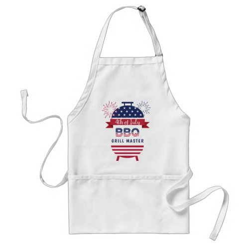 Grill master bbq 4th of July barbecue red and blue Adult Apron