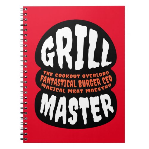 Grill Master BBQ Dad Quote Burger Grilling Cookout Notebook