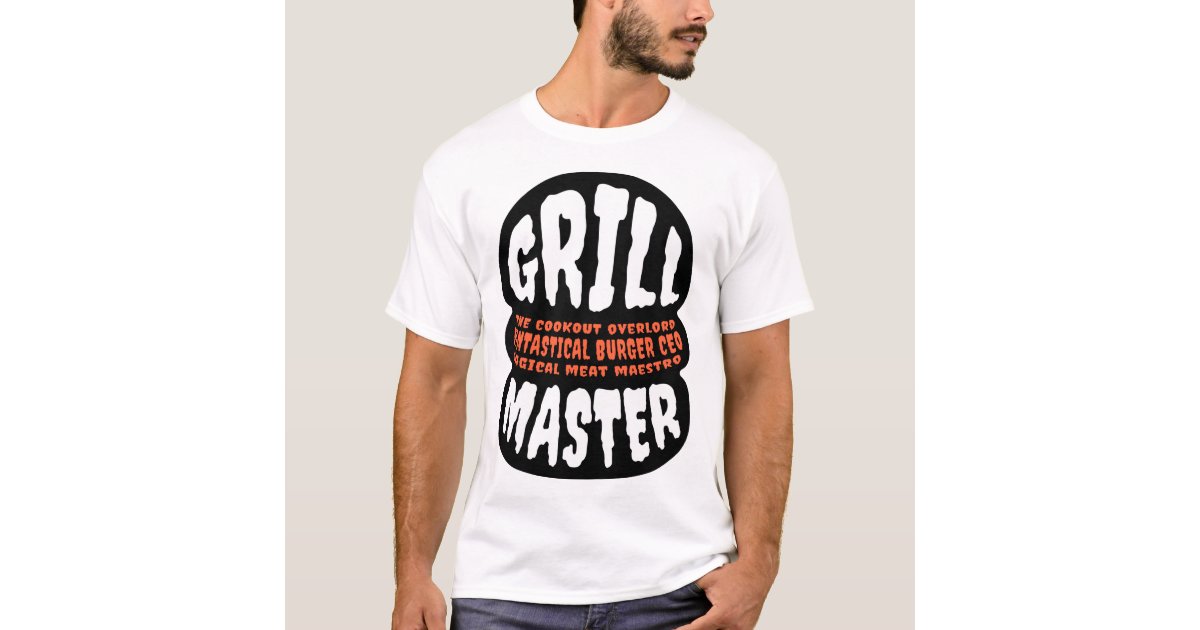 Grill Master Barbecue Bbq Smoker Grillin Dad Grandpa Men's Back Print  T-shirt