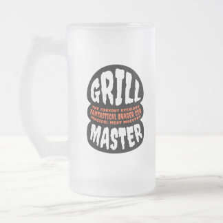 Grill Master BBQ Dad Quote Burger Grilling Glass M Frosted Glass Beer Mug