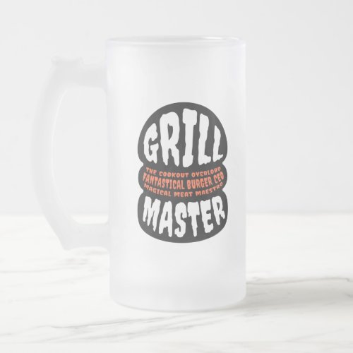 Grill Master BBQ Dad Quote Burger Grilling Glass M Frosted Glass Beer Mug