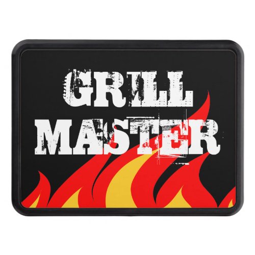 Grill Master bbq fire flames vintage text Hitch Cover