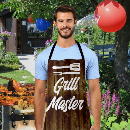 Grill Master BBQ Rustic Wood Chef Apron