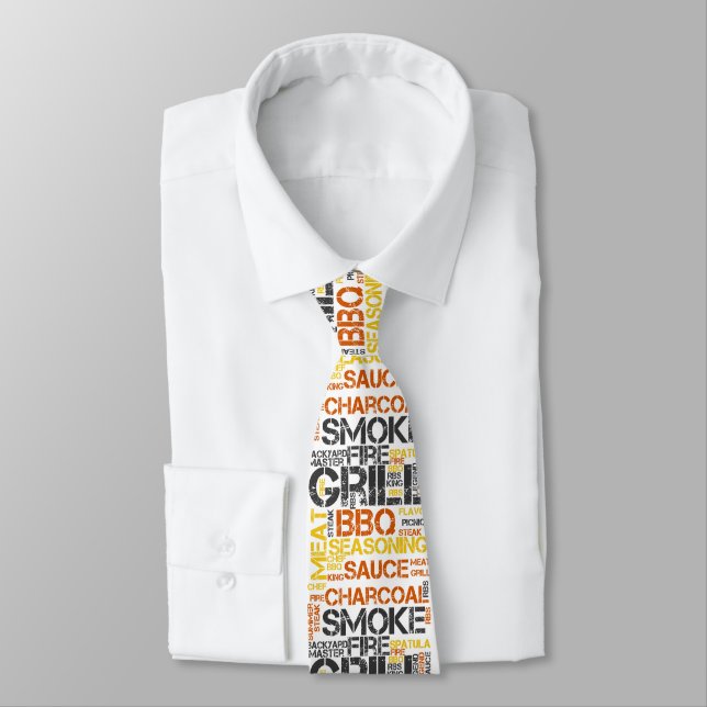 Grill Master BBQ Typography Neck Tie (Tied)