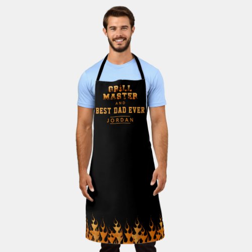 GRILL MASTER BEST DAD EVER Flames Personalized Apron