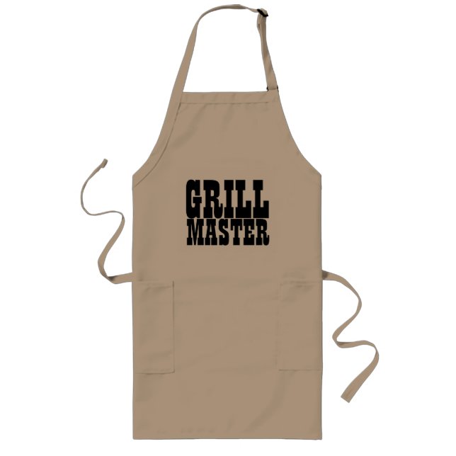 Grill master big BBQ apron for men | beige (Front)