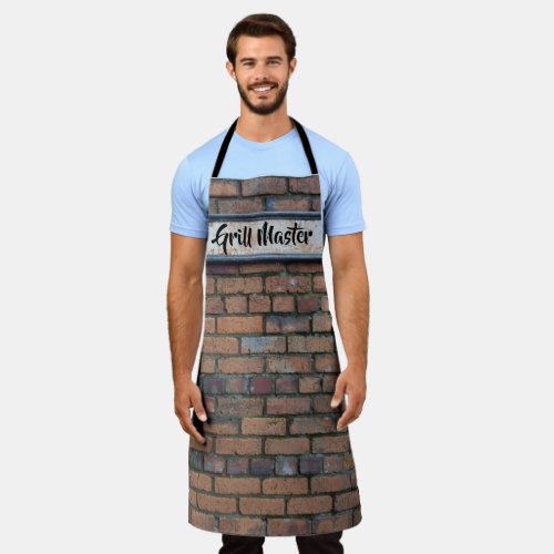 Grill Master Brick Wall Rusty Sign Personalized Apron