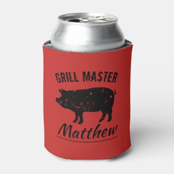 Grill Master Can Coolers With Vintage Pork Design by cookinggifts at Zazzle