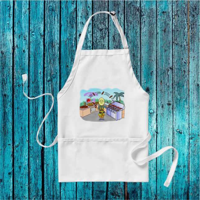 Grill Master Cartoon Adult Apron (Background photo courtesy of kdekiara)