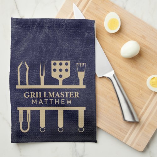 Grill master classic navy leather BBQ tools name Kitchen Towel