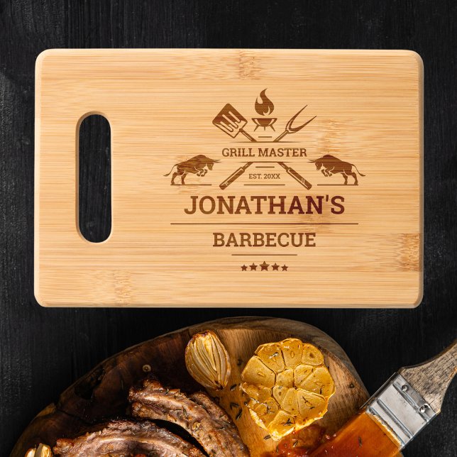 Grill Master Cook Father's Day Barbecue Chef Dad Engraved Cutting Board (Creator Uploaded)