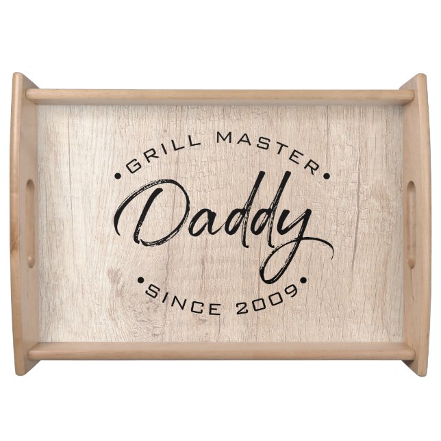 Grill Master Daddy Since Personalized Year Serving Tray (Front)