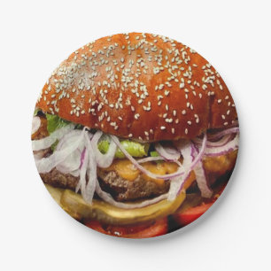grill master father's day hamburger cheeseburger paper plates