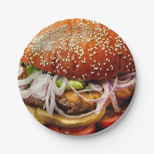 grill master fathers day hamburger cheeseburger paper plates