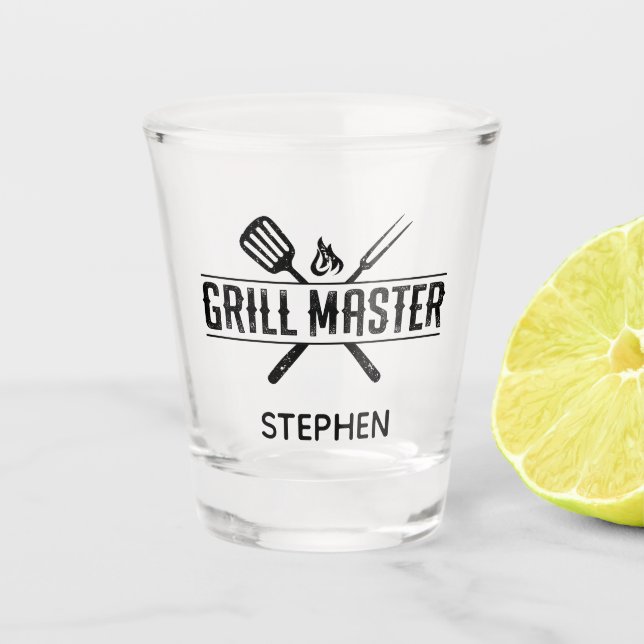 Grill Master Faux Leather Set Shot Glass (Front)