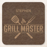 Grill Master Faux Leather  Square Paper Coaster<br><div class="desc">Grill Master Faux Leather Square Paper Coaster is the perfect Father's Day gift for the grill loving,  outside bbq'ing kind of Dad,  grandfather,  brother,  son,  stepdad,  husband etc. or a great gift for any occasion. Check out the store for some matching products and other Father's Day gifts.</div>