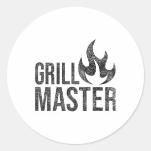 Grill Master Flame Barbecue Bbq Smoke Char Open Fi Classic Round Sticker