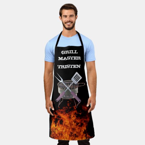 Grill Master Flame Name Monogram Grill BBQ  Apron