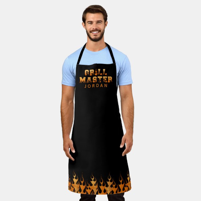 GRILL MASTER Flames Personalized Apron (Worn)
