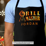 GRILL MASTER Flames Personalized Apron<br><div class="desc">Personalized BBQ grill apron for the GRILL MASTER you know. Editable black background you can change or choose a styled graphics background in EDIT. ASSISTANCE: For help with design modification or personalization, color change, resizing, transferring the design to another product or if you would like coordinating items, contact the designer...</div>