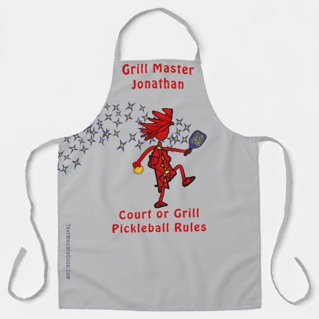 Grill Master Fun Pickleball All-Over Print Apron (Front)