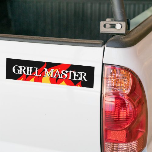 Grill Master funny fire flames bumper sticker