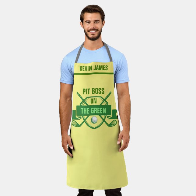 Grill Master Golf Apron - BBQ Chef Humor Gift (Worn)