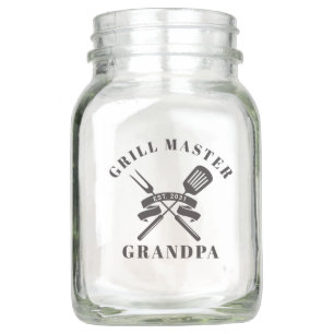 Grill Master Grandpa Best Grandfather Custom Mason Jar