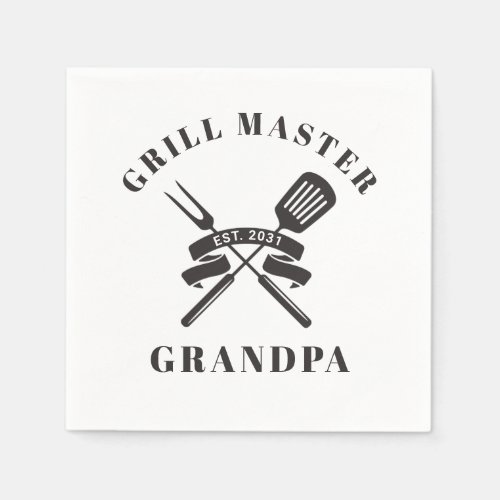 Grill Master Grandpa Best Grandfather Custom Napkins