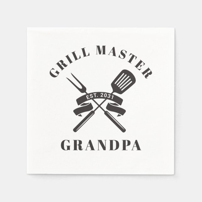 Grill Master Grandpa Best Grandfather Custom Napkins (Front)