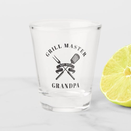 Grill Master Grandpa Best Grandfather Custom Shot Glass