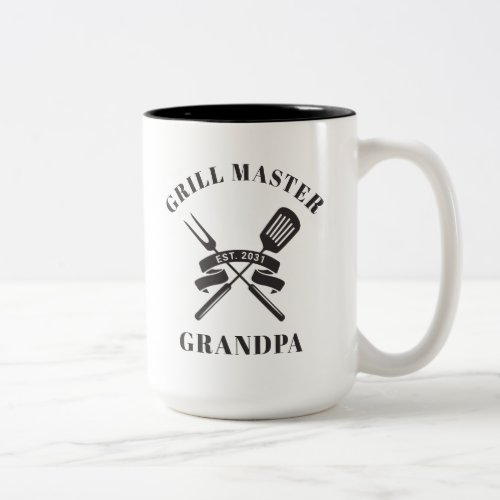 Grill Master Grandpa Best Grandfather Custom Two_Tone Coffee Mug