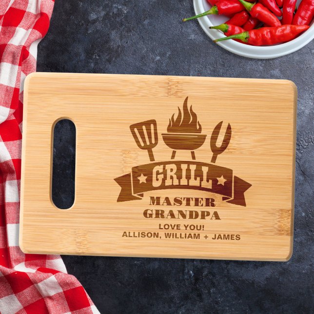 Grill Master Grandpa Engraved Cutting Board (Creator Uploaded)
