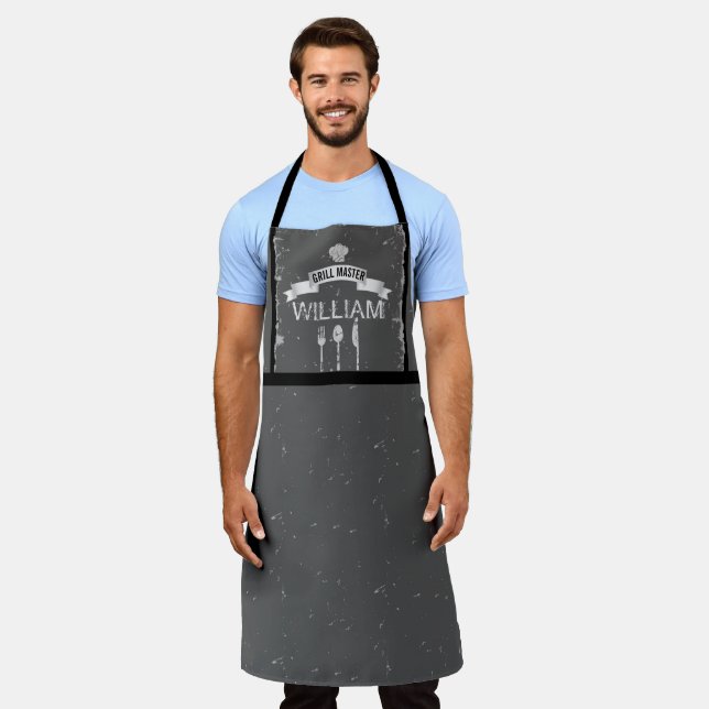 Grill Master gray mens kitchen Apron (Worn)