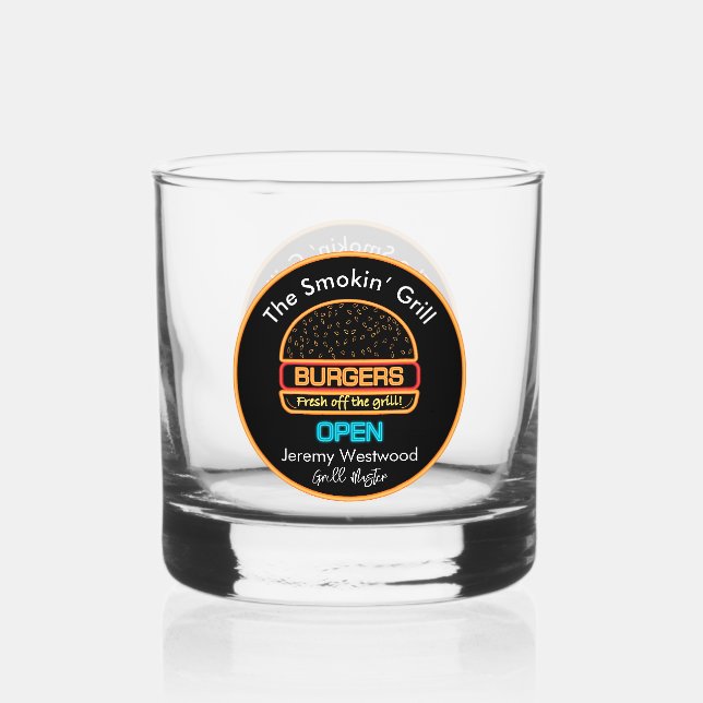 Grill Master Grilling Drinkware Rocks  Whiskey Glass (Front)