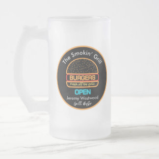 Grill Master Grilling Glass Drinkware Frosted Glass Beer Mug