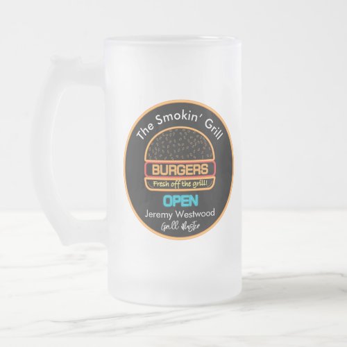 Grill Master Grilling Glass Drinkware Frosted Glass Beer Mug