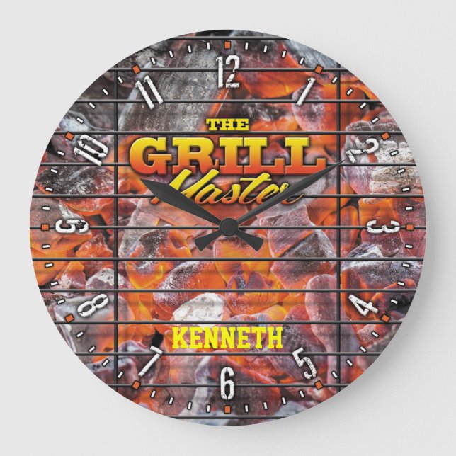Grill Master Man Cave Personalizable Wall Clock (Front)