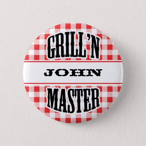 Grill Master Name Personalized Badge Tag Pinback Button