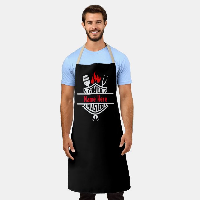 Grill Master - Personalize Custome Text Apron (Worn)
