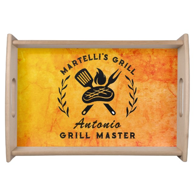 Grill Master Personalized BBQ Barbeque Serving Tray (Front)