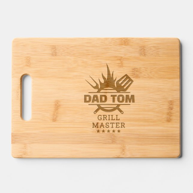 Grill Master personalized dad gift Engraved Cutting Board (Front)