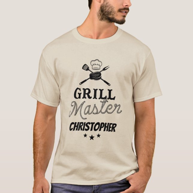 Grill Master Personalized Father's Day BBQ T-Shirt (Front)