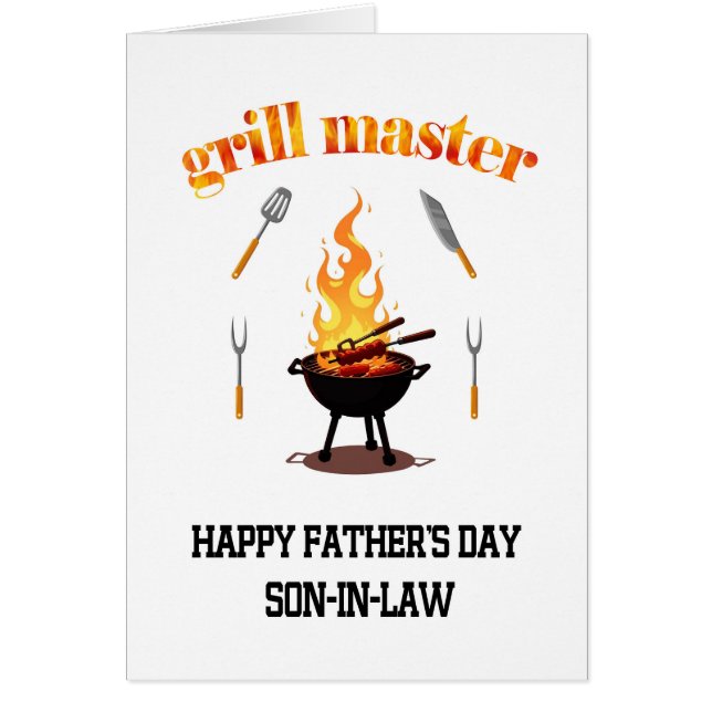Grill Master Son In Law Fathers Day  Cards (Front)